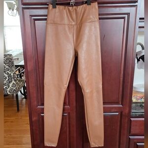 Aqua Tan Faux Leather Leggings